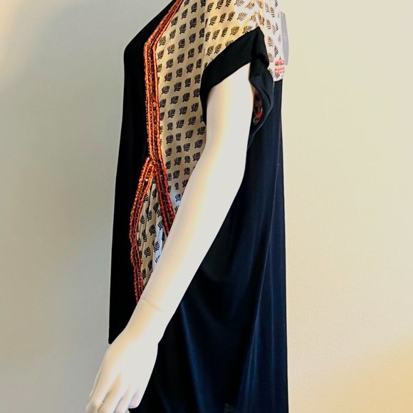 Anthropologie Akemi & Kin Boho Orange & Black Embroidered Sequins Top, M, NWT - Picture 7 of 10